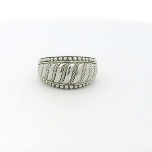 Judith Ripka Sterling Silver Ribbed Beaded Dome Ring - Size 9